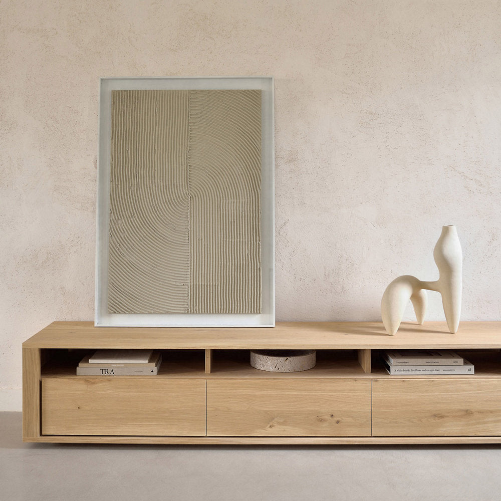 Oak Shadow TV Cupboard - 3 Drawers