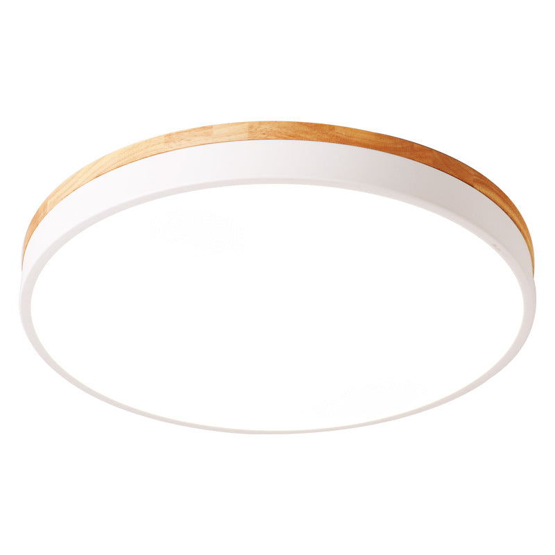 Round Wood Acrylic Dimmable Ceiling Light / Warm Light / White / 50cm