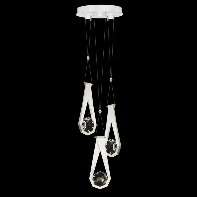 16-Inch Three-Drop Crystal LED Pendant Light / White