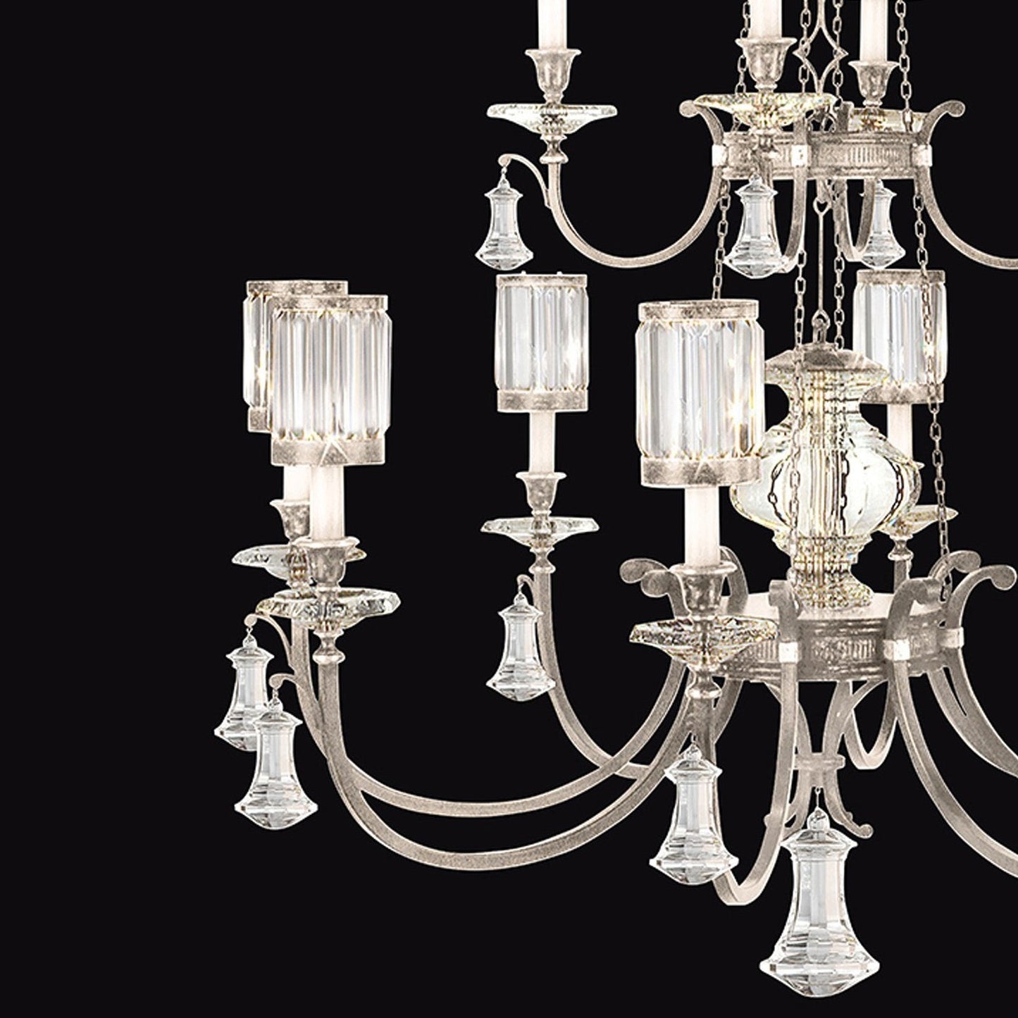 53-Inch Crystal Shade Round Chandelier / Bronze