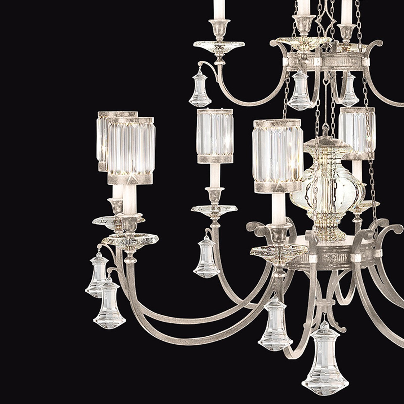 53-Inch Crystal Shade Round Chandelier / Bronze