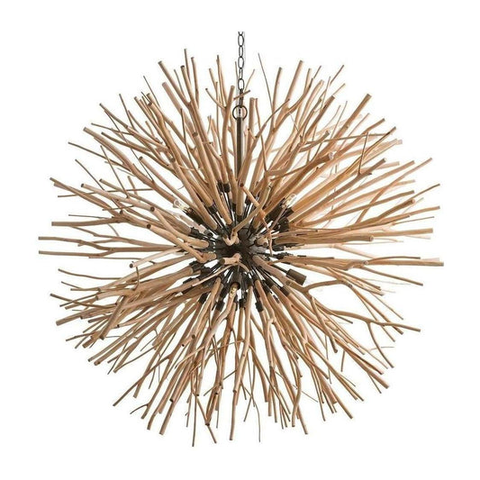 8-Light Natural Wood Starburst Chandelier / Natural