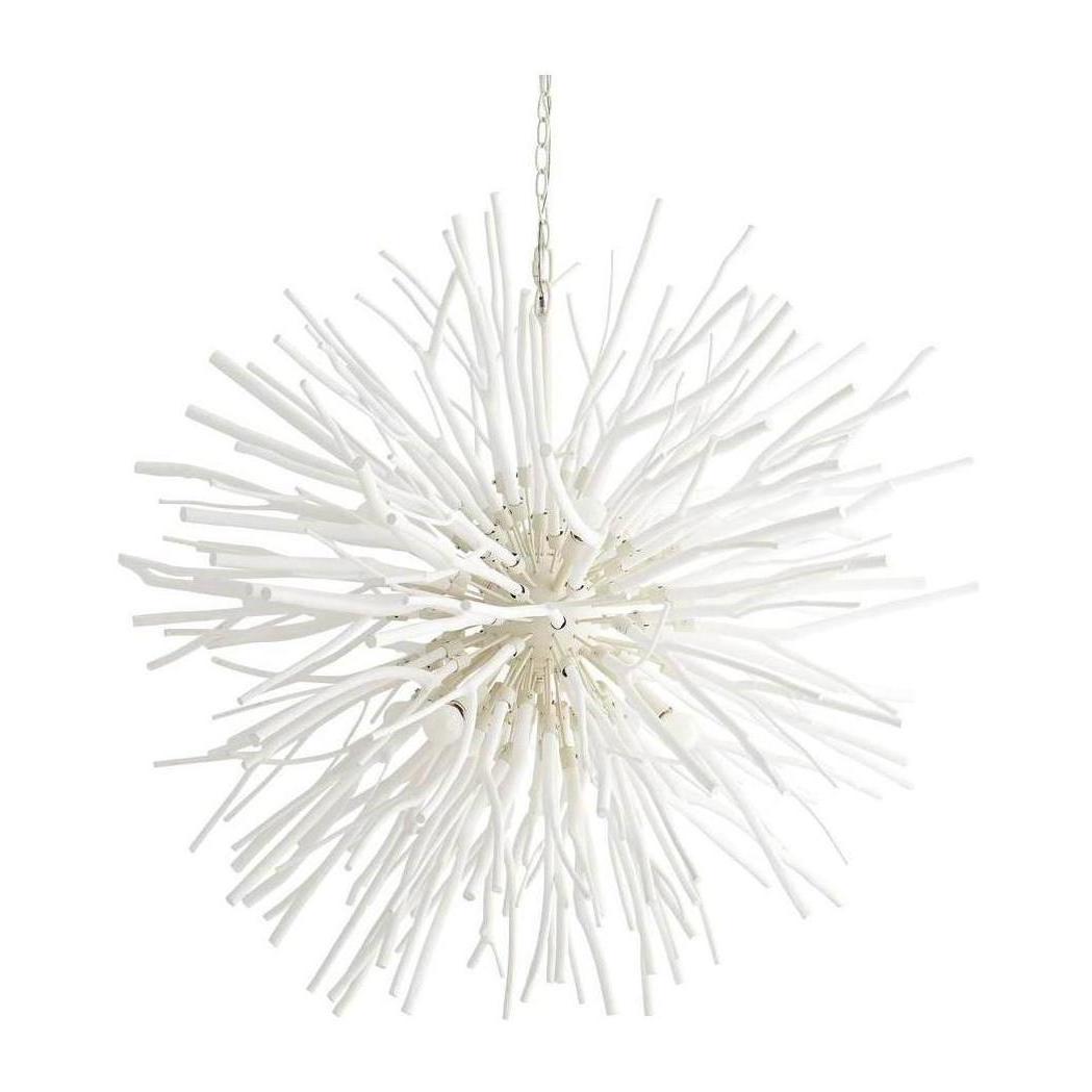 8-Light Natural Wood Starburst Chandelier / Whitewash