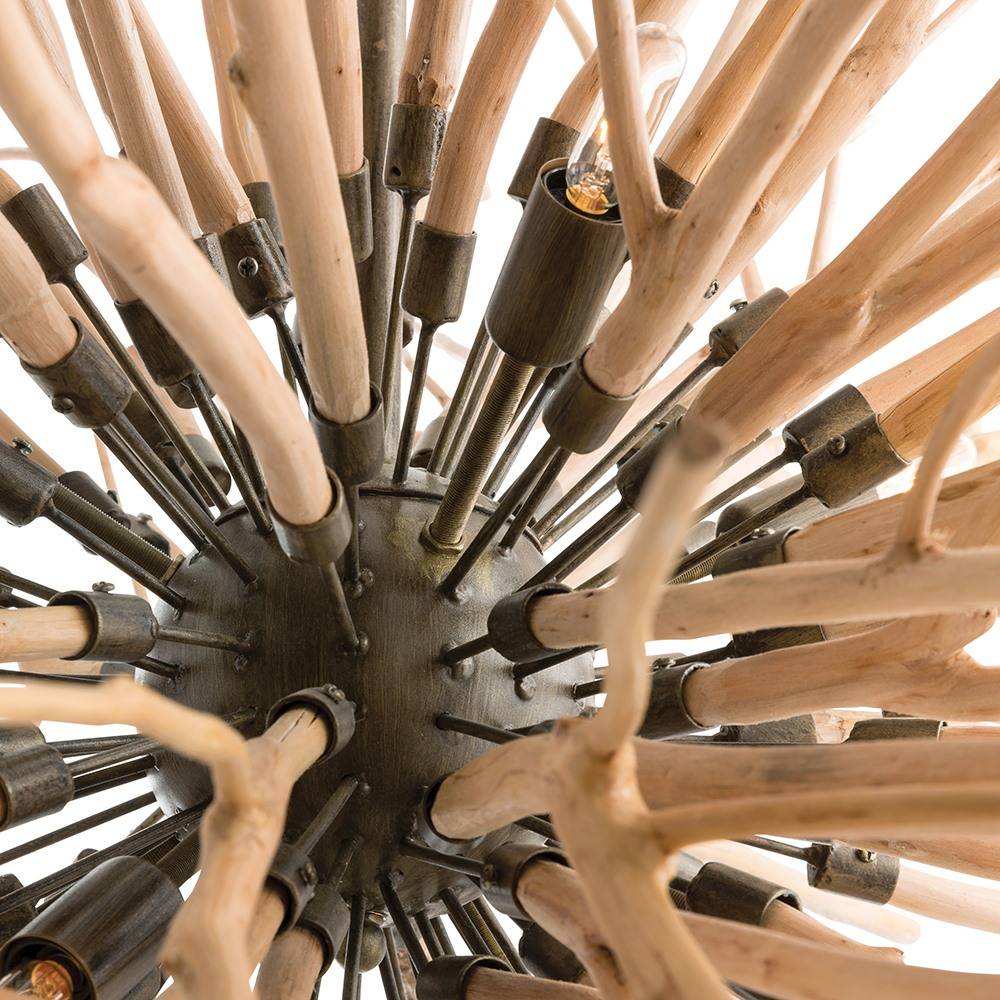 8-Light Natural Wood Starburst Chandelier