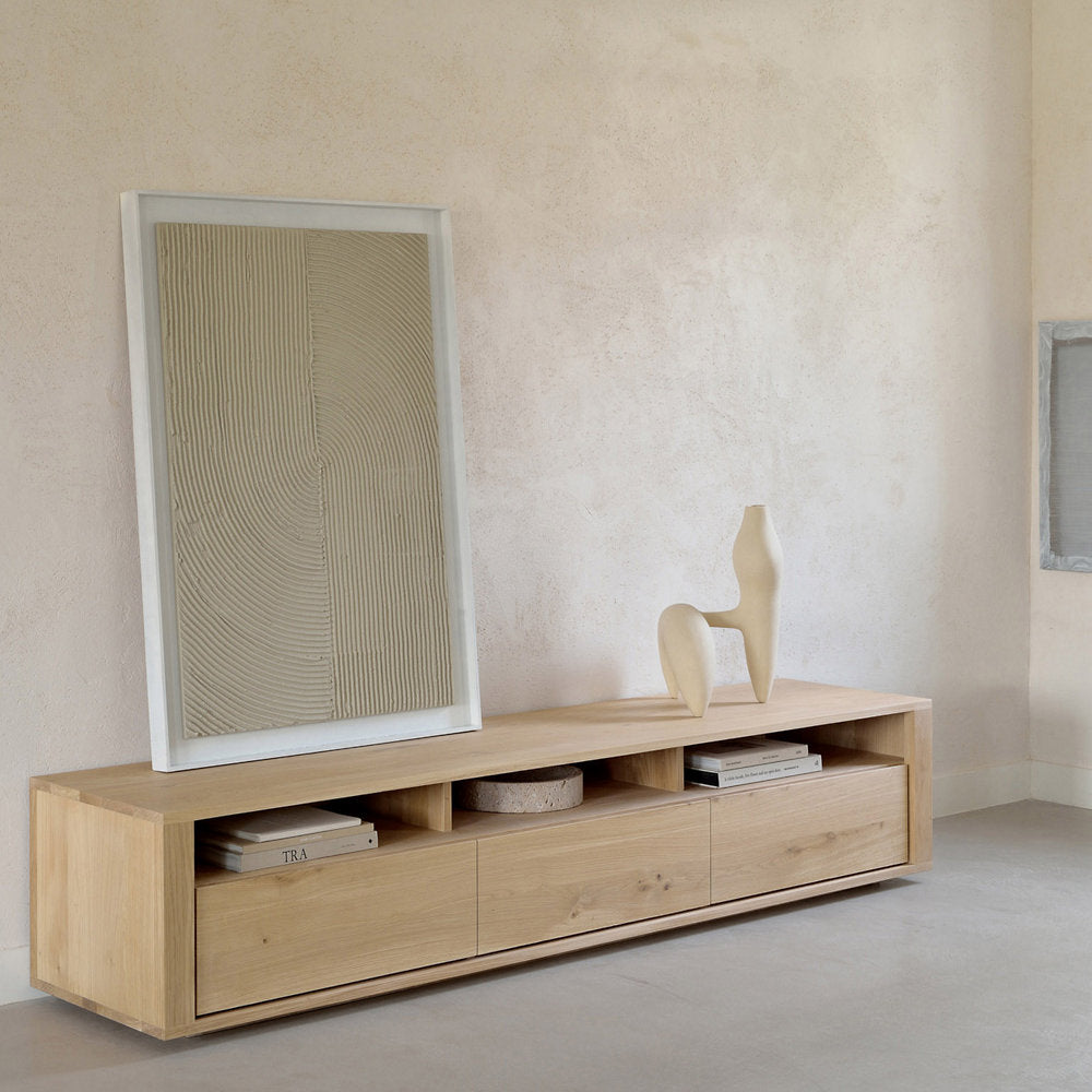 Oak Shadow TV Cupboard - 3 Drawers