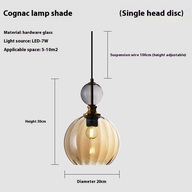 Coloured Glass Multi-Head Pendant Light / Smoke gray single head / 220V 4WLED