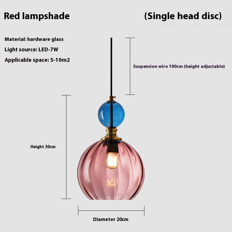 Coloured Glass Multi-Head Pendant Light / Water blue single head / 220V 4WLED
