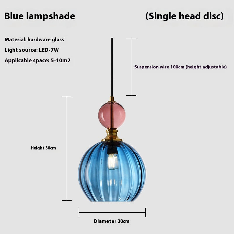 Coloured Glass Multi-Head Pendant Light / Cognac color 3 heads / 220V 4WLED
