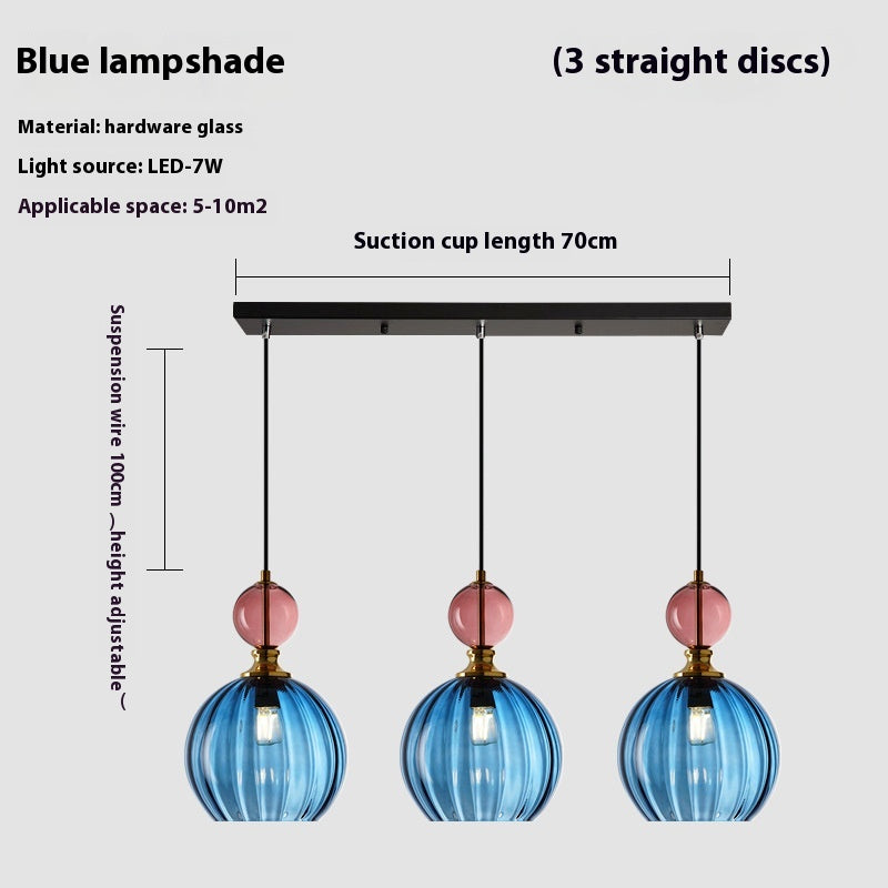 Coloured Glass Multi-Head Pendant Light