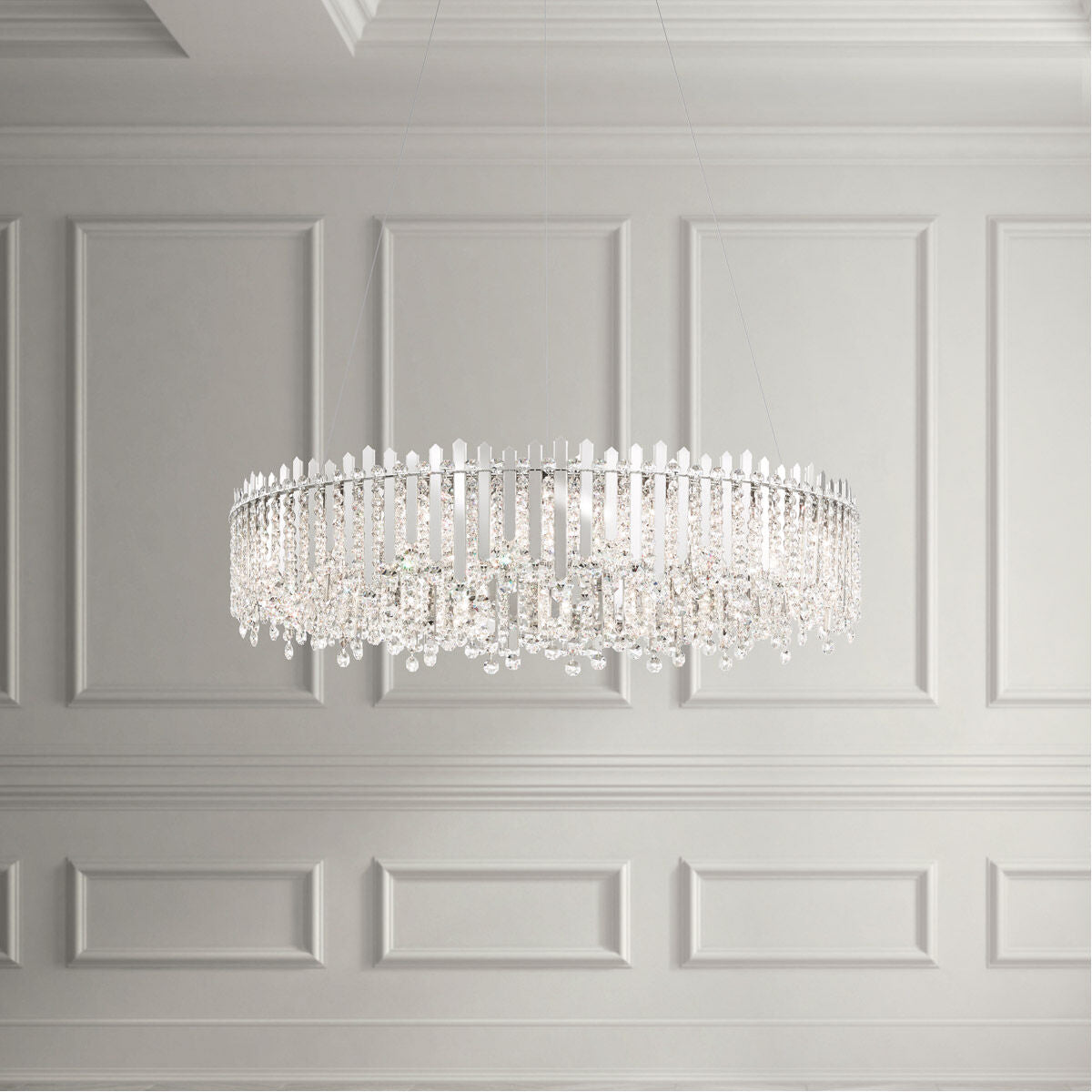 Crystal Strand Gold Mirror Pendant Light / Gold Mirror / Clear Crystals From Swarovski