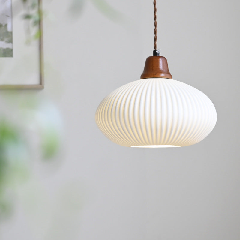 Japanese Wood and Ceramic Chandelier / Without Customs Source / Short Mushroom Paragraph