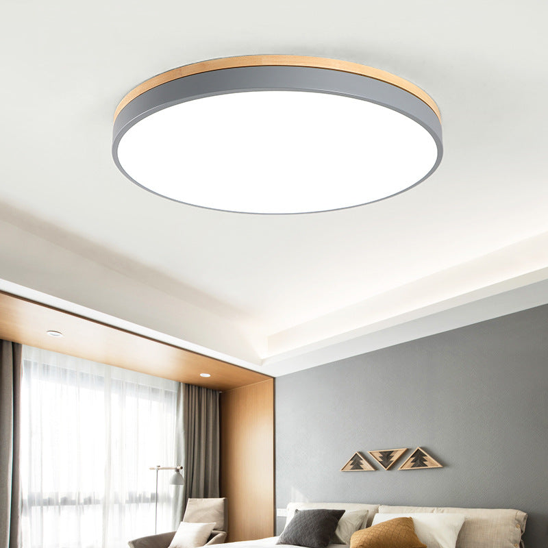 Round Wood Acrylic Dimmable Ceiling Light / Warm Light / White / 40cm
